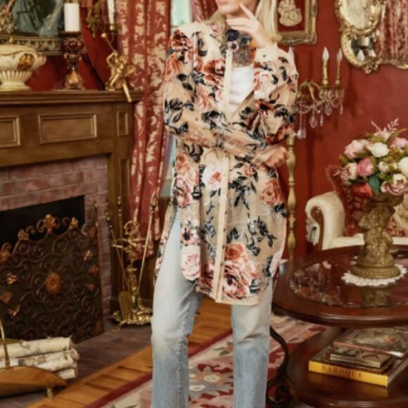 ARATTA SILENT JOURNEY SAVANNAH PHILLIPS BURNOUT VELVET TUNIC - Picture 1 of 8